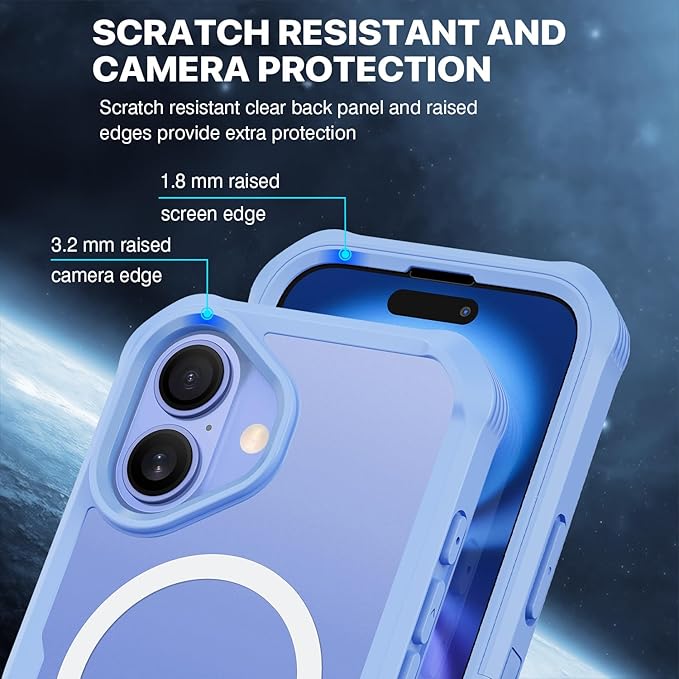 CENHUFO Magnetic Privacy for iPhone 16 Case [Compatible with Magsafe] Full Body Phone Case Built-in 9H Tempered Glass Privacy Screen Protector and Camera Lens Cover, Shockproof Bumper Clear - Blue