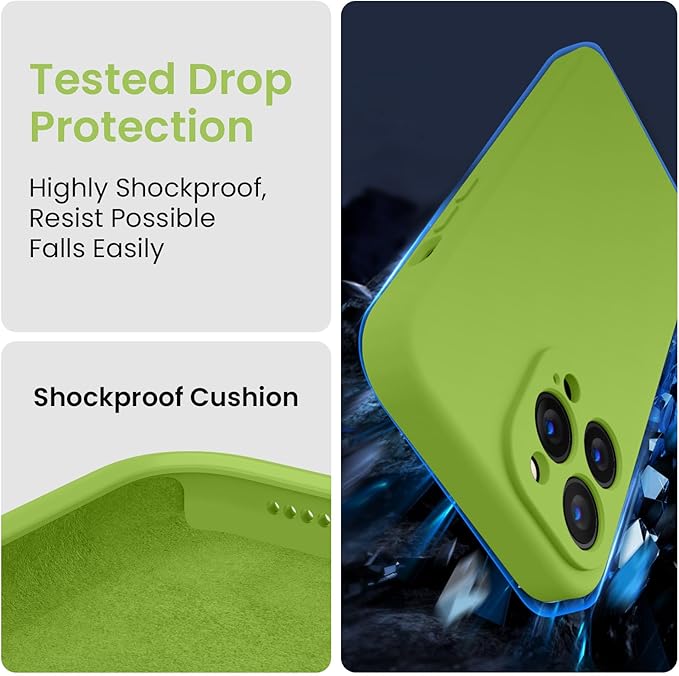 FireNova Designed for iPhone 14 Pro Case, Silicone Upgraded [Camera Protection] Phone Case, Soft Anti-Scratch Microfiber Lining Inside, 6.1 inch, Sprout Green