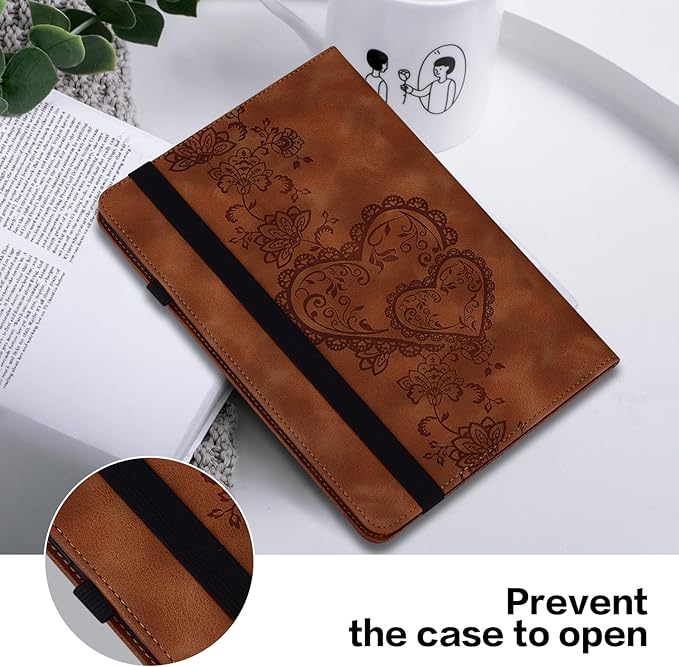Case for iPad Air 11 Inch 8th/7th/6th Generation (M4/M3/M2) 2026/2025/2024, iPad Air 5th/4th Case 10.9 Inch 2022/2020 Embossed PU Leather Stand Shockproof Cover with Pencil Holder, Brown