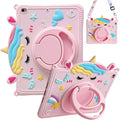 Cute Case for Apple iPad 9th 8th 7th Generation 10.2 Inch 2021/2020/2019 Model, EVA Kickstand Heavy Duty Shockproof Kids Friendly Bumper Case with Shoulder Strap Cover for iPad 10.2", Pink Unicorn