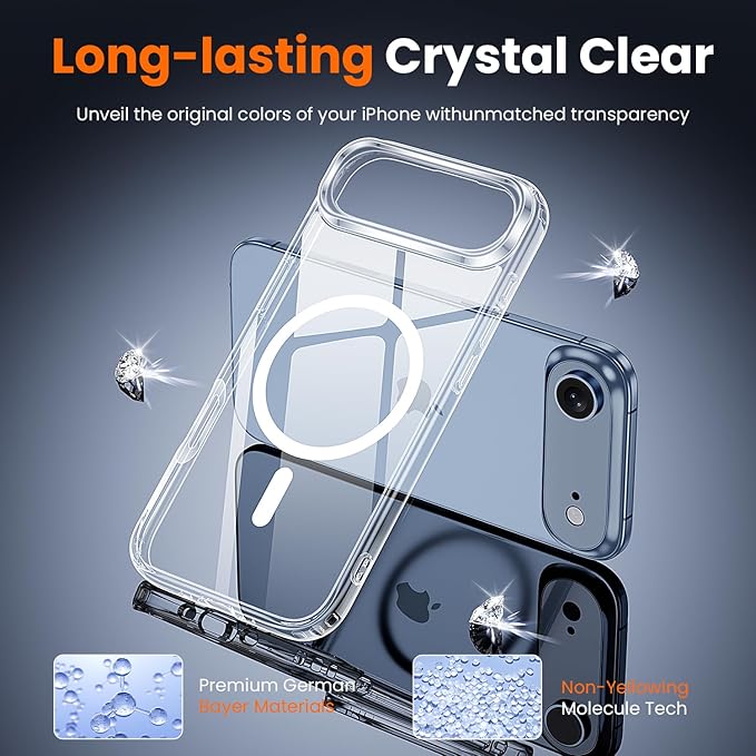 toushion 3 in 1 for iPhone Air Case Clear,Fits MagSafe, Not Yellowing, Screen Protector*1 Camera Lens Protector*1, Military-Grade Protection for Phone Cover 6.5 inch