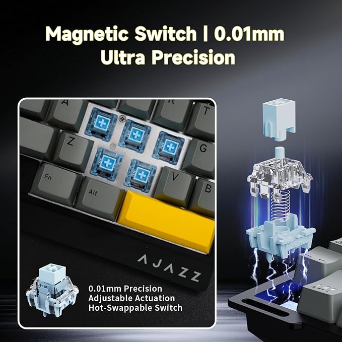 AJAZZ AK029 One-Handed Gaming Keyboard, 29 Keys Wired Keypad, SOCD & DKS, Magnetic Switch, 8KHz Polling, Web Driver Customizable, Portable for Editing/Travel, Aluminum Plate, Black Gray