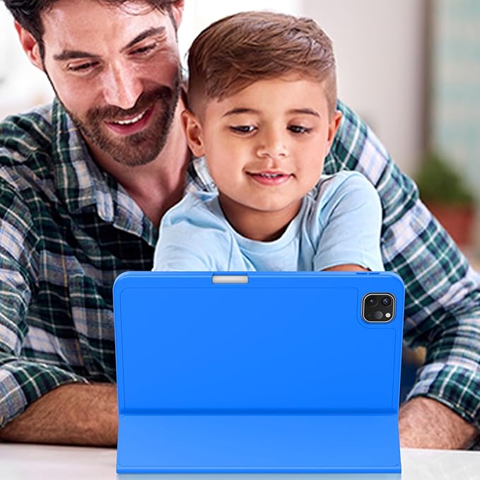 ZryXal iPad Pro 11 Inch Case (M5) 2025/ (M4) 2024 (Model: A2836/A2837/A3006), Trifold Stand Smart Cover with Pencil Holder and Soft TPU Back, Auto Wake/Sleep (Medium Blue)