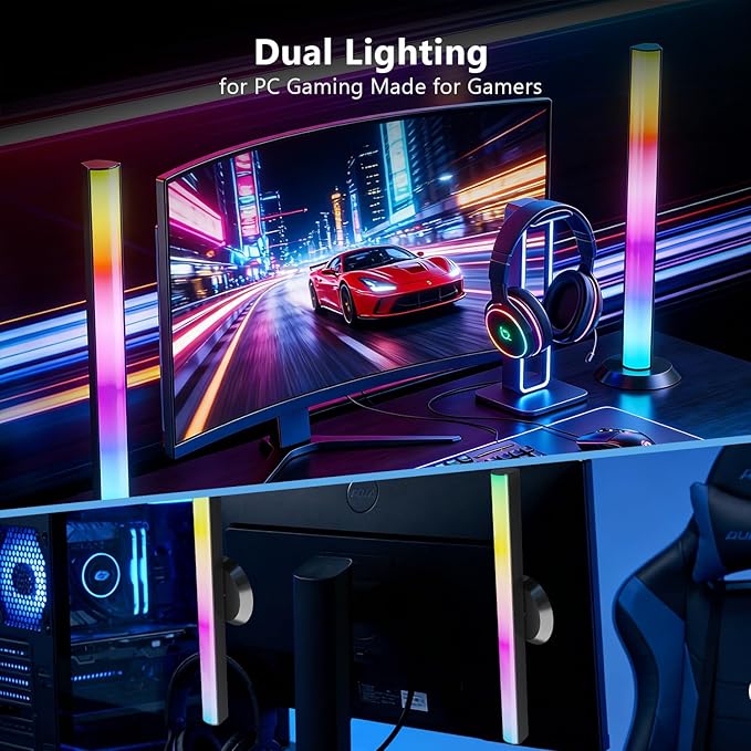 DAYBETTER Gaming Light Bars,RGBICW TV Light Bars,Smart LED Light Bars with Music and Scene Modes,Multiple Placement Options,Mood Lighting,Color Changing Light Bar for Gaming Monitor,TV,Desk,Room Decor