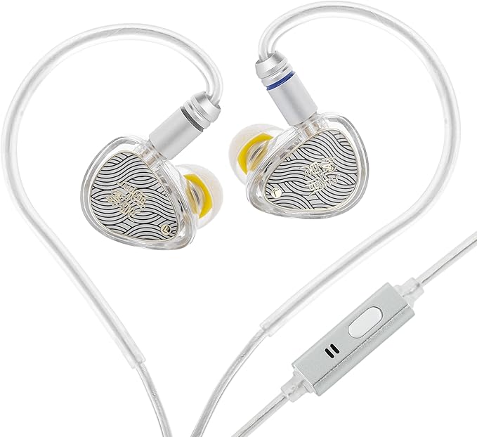 Linsoul TANGZU Wan'er S.G II in Ear Monitor,HiFi Wired Earbuds,10mm Dynamic Driver PET Diaphragm Gaming IEM Earphones with 2Pin Detachable OFC Cable for Audiophile DJ Stage (Clear White, 3.5mm Mic)