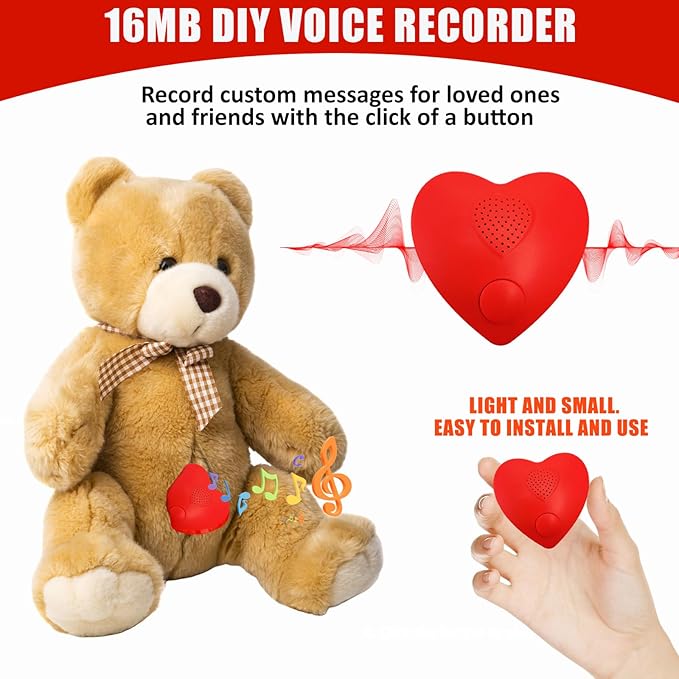 Voice Recorder, XLW 16min USB Downloadable, Recordable Sound Chips Module for Stuffed Animals,Personal Voice Message for Mother's Day Christmas Plush Toy, DIY Creative Presents for Boys, Girls-2P.