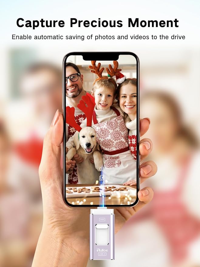 Gulloe 512GB Dual Interface Flash Drive for Phone Storage Photos Videos, Phone USB Backup External Photo Memory Stick - No App Required, Compatible with iPhone, iPad, Android & PC (Lavender Purple)