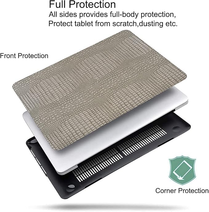 DTangLsm for Crocodile MacBook Pro 13 inch Case 2026-2016 M2 M1 A2338 A2289 A2251 A2159 A1989 A1706 A1708, Alligator Snakeskin PU Leather Hard Cover for MacBook Pro Case 13 inch+Keyboard Skin, Silver