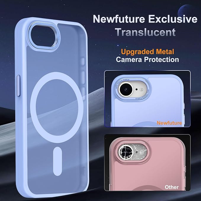 Newfuture Designed for iPhone 17e Case & iPhone 16e Case with Magnetic [13 FT Military Drop Protection] [Compatible with Magsafe] Slim Translucent Shockproof with Anti-Fingerprint Phone Case, Blue