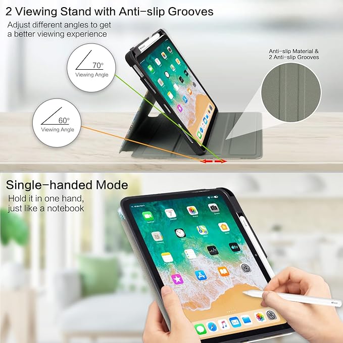 Vimorco for iPad Air 11 Inch Case M4 2026, for iPad Air 5th/4th Gen Cases 10.9-inch, for iPad Pro 11 Inch Case 4th/3rd/2nd/1st Generation, Pencil Holder/4 Viewing Stands/Typing Stand/Slim, Goldfish