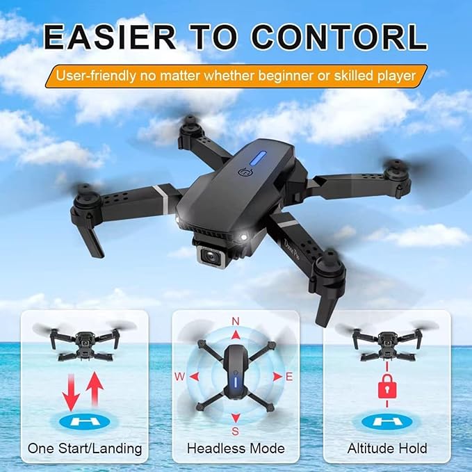 Mini Drone with Camera for Adults - Christmas Toy Gift for Beginner Age 15 Years Old - RC Quadcopter Multirotors | Foldable UAV | WiFi HD FPV Live Video | One Key Take Off/Land | Altitude Hold | Headless Mode | 360° Flip | Carrying Case (2024 Version)