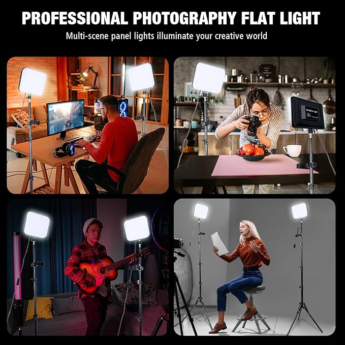 Light for Video Recording, Photography Lighting Kit Studio Lights with 6.5ft Stand, Phone Holder and Bag for TikTok, YouTube, Live Streaming, Podcast, Vlogging (LOMTAP)