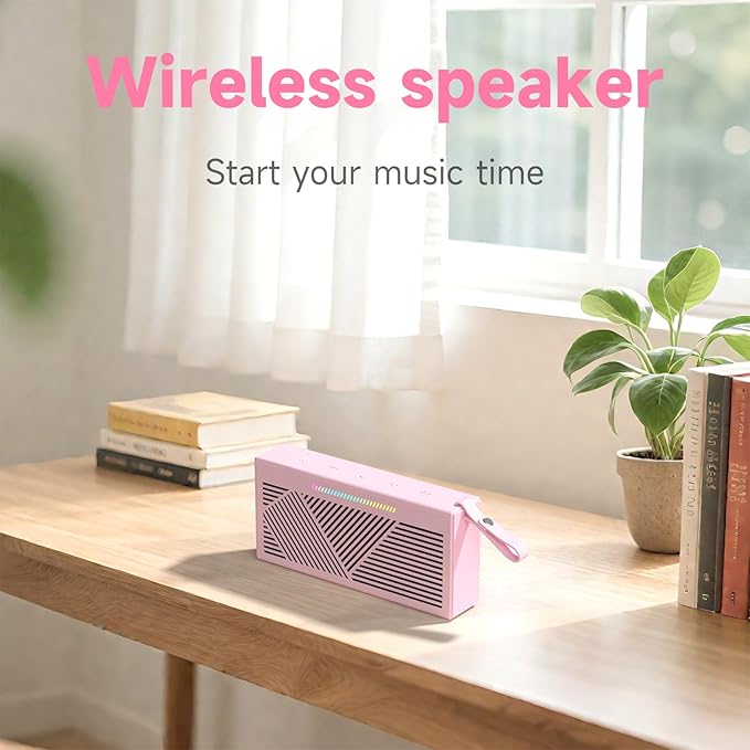 HOTTABLET Bluetooth Speaker Wireless Portable IPX5 Waterproof for Home Party Outdoor Beach, Pink