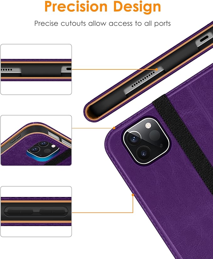 DTTO Case for iPad Pro 11 Inch 4th / 3rd / 2nd / 1st Generation 2022/2021/2020/2018,Premium PU Leather Folio Stand Cover with Hand Strap, Auto Wake/Sleep,Multiple Viewing Angles, Dark Purple