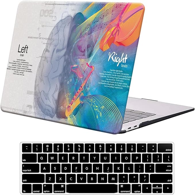 Compatible with MacBook Air 13 inch Case 2022 2021 2020 2019 2018 Release M1 A2337 A2179 A1932 Retina Display Touch ID, Plastic Hard Shell Case & Keyboard Cover, Left Right Brain