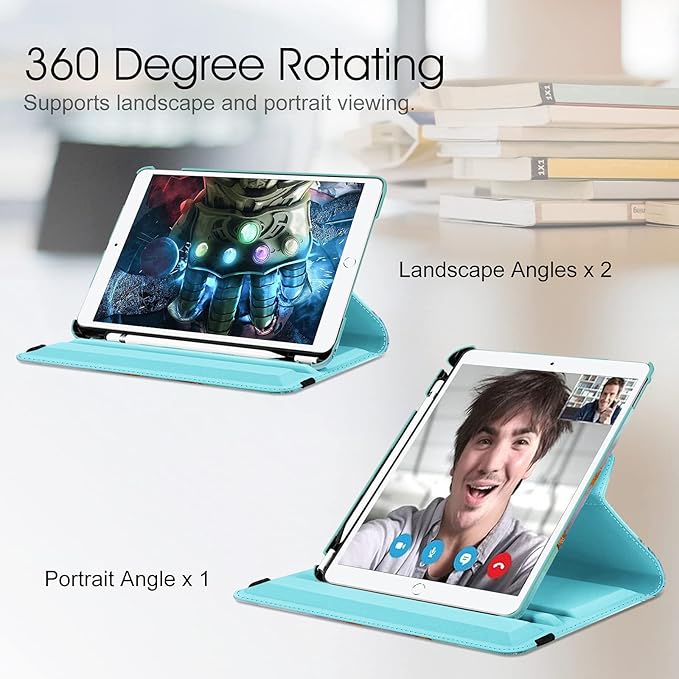 Fintie Rotating Case for iPad Air (3rd Gen) 10.5" 2019 / iPad Pro 10.5" 2017 with Built-in Pencil Holder - 360 Degree Rotating Stand Protective Cover, Auto Sleep/Wake (Emerald Marble)