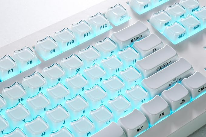 ZORNHER CG870 Wireless Mechanical Keyboard,80% White Gaming Keyboard, Creamy Keyboard,Cute Jelly Cat Clear Ceramic Jade Keycaps,Girly Aesthetics Kitty Keyboard,Creamy Sounding Linear Switches