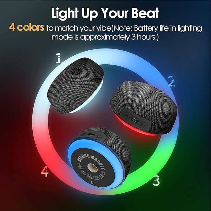 Dual Bluetooth Speaker Set with TWS Stereo & Magnetic Base – 10H Playtime, 3H with RGB Sync Lights On, Phone Stand, Wireless Speakers for TV Watching,Home Theater, Outdoor, Multi-Room