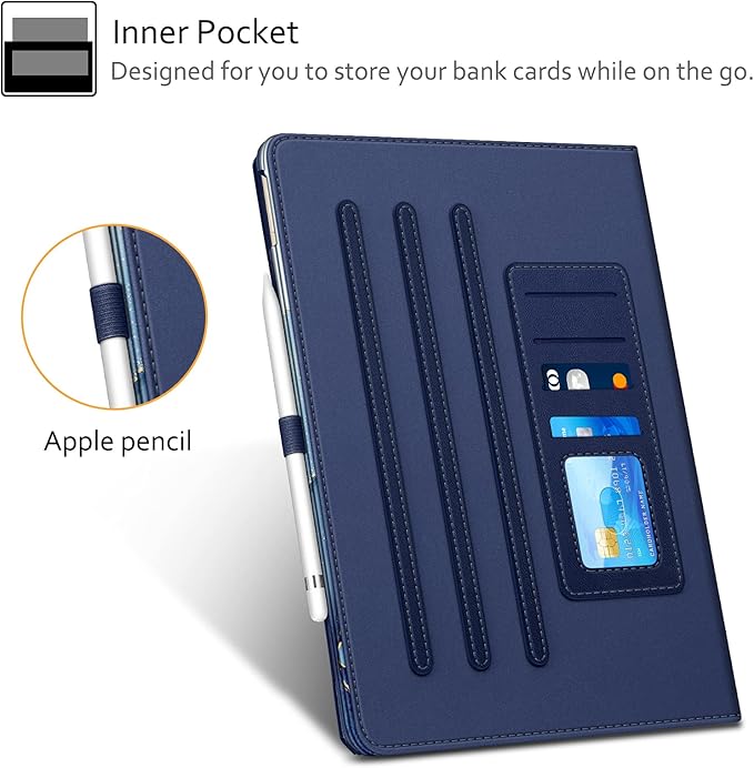 Fintie Multi-Angle Case, 2017/2015 iPad Pro 12.9 inch (Old Model) 1st & 2nd Gen Case - [Corner Protection] Folio Stand Cover with Pencil Holder & Pocket, Auto Wake/Sleep, Ocean Marble