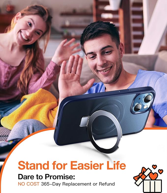 Chicfun 3-in-1 [Magnetic+Kickstand+Ring Holder] for iPhone 15 Plus Case with Stand Ring Holder， Compatible with MagSafe, Military Shockproof Kickstand Phone Case iPhone 15 Plus Cover Blue