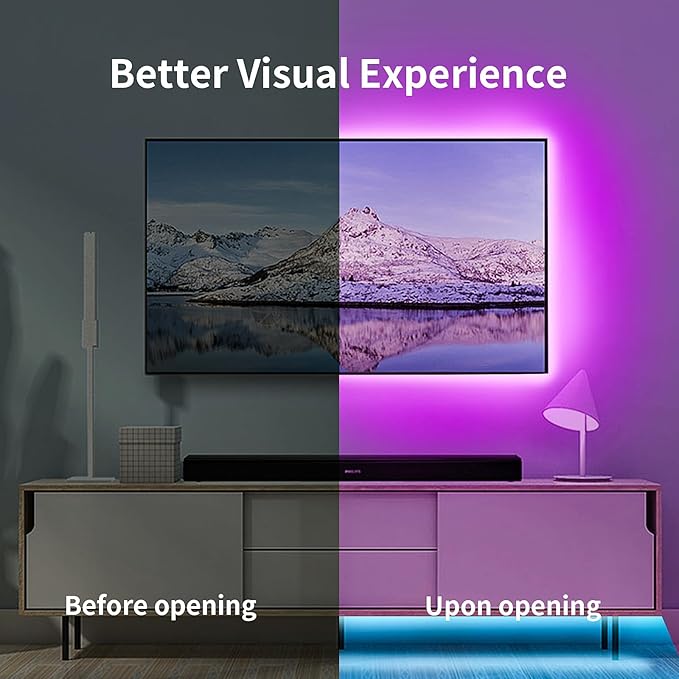 KSIPZE LED Lights for TV, 16.4ft TV led Backlight for 45-75 Inch TVs RGB TV Backlight Behind Music Sync Smart APP & Button Control TV LED Strip Lights USB Powered for Bedroom/Gaming