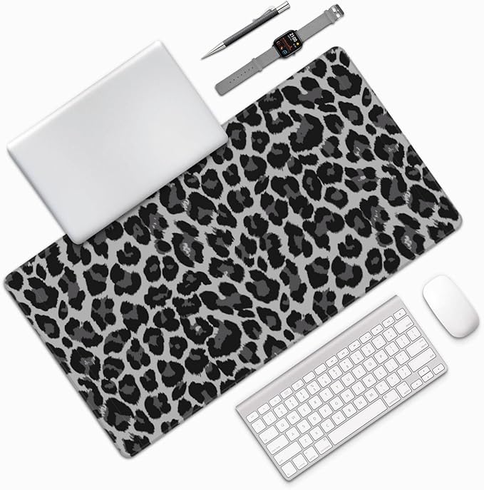 Leopard Skin Pattern Large Extended Mouse Pads XL Mousepad with Stitched Edges Non-Slip Rubber Base Computer Keyboard Pad Desk Mat for Home Office Desk Decor, 29.5" X 15.8"