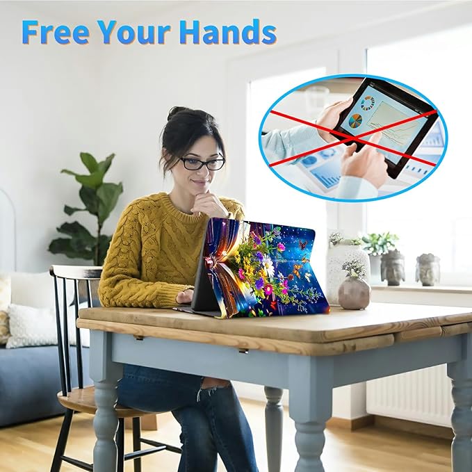for 7" Kindle Paperwhite 12th Generation 2024/2025 & Kindle Colorsoft Signature Edition Tablet Case, Slim Kickstand Stand Leather Smart Cover with Auto Wake/Sleep, Book Flower