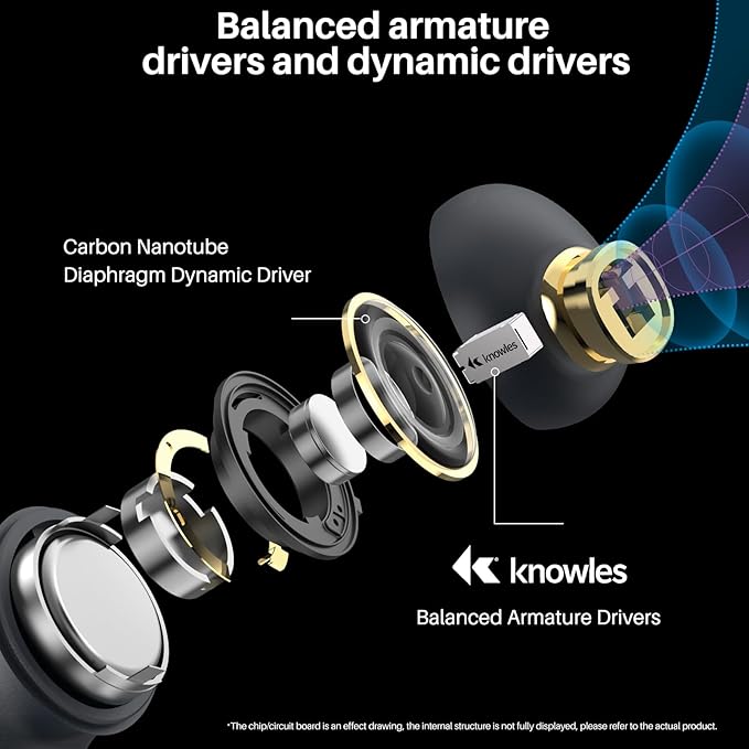 TOZO Golden X1 Wireless Earbuds Balanced Armature Driver and Hybrid Dynamic Driver, Bluetooth Headphones OrigX Pro, LDAC & Hi-Res Audio Wireless, Environment & Active Noise Cancellation Headset