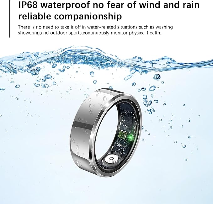 Ultra-Thin Smart Health Tracker Ring with Heart Rate & Sleep Monitoring | Fitness Activity Tracker for Steps/Calories | 7-Day Battery Life | Compatible with iOS/Android (Unisex Design) (9)