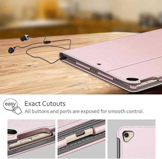 Fintie Multi-Angle Case, 2017/2015 iPad Pro 12.9 inch (Old Model) 1st & 2nd Gen Case - [Corner Protection] Folio Stand Cover with Pencil Holder & Pocket, Auto Wake/Sleep, Rose Gold
