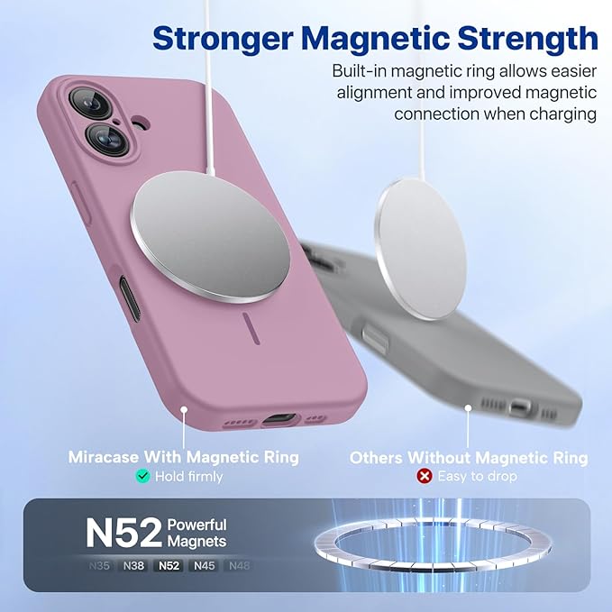Miracase Magnetic for iPhone 16 Plus Case, [Soft Anti-Scratch Microfiber Lining], Compatible with MagSafe, Liquid Silicone Shockproof Drop Protection Phone Case for 16 Plus,Blackcurrant