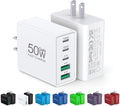 2Pack USB C Fast Charger Block,50W 5-Port USB Wall Charger Brick,2 USB A & 3 USB C PD3.0 Power Adapter Multiport Type C Charging Plug for iPhone 17/16/15/14,Pad Mini/Pro,AirPods 4,GalaxyS25(White)