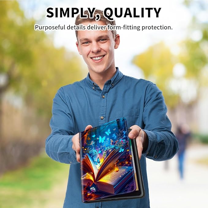 for Case for 6" Kindle 10th Generation 2019 Release (Model No J9G29R) E-Reader Case, Slim Kickstand Stand Leather Smart Cover with Auto Wake/Sleep, Book Blue Butterfly