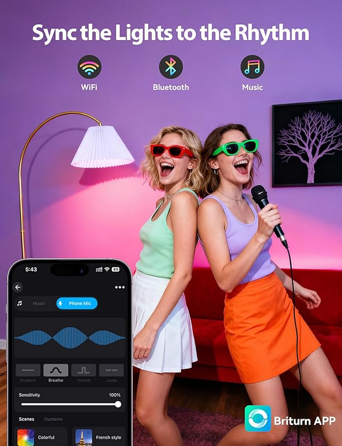 Smart Light Bulbs, Work with Alexa & Google Assistant, 9W LED Light Bulbs Color Changing RGBTW Dimmable, 2.4GHz WiFi Bluetooth Smart Bulb 60W Equivalent, APP Control, A19, E26, 800LM, 2 Packs