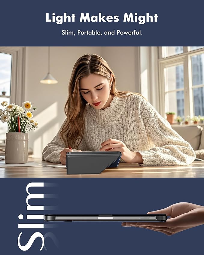 INFILAND Case for iPad mini 7 (A17 Pro) 2024 / iPad mini 6 2021, Magnetic Origami Slim Protective Case, Book-Style Foldable Cover with Pencil Holder, Multi-Angle Stand, Auto Wake/Sleep, Navy