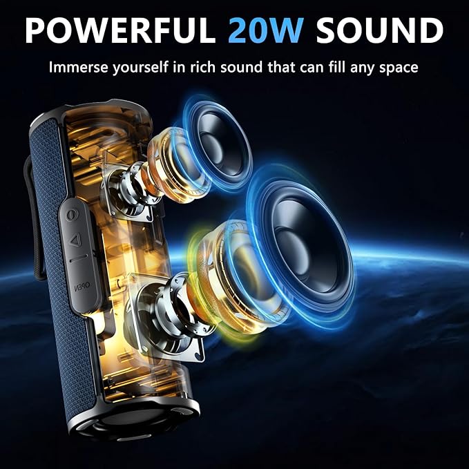 COOPERS Portable Bluetooth Speaker, Wireless Bluetooth Speaker, IPX5 Waterproof Speakers with RGB Lights, Loud Stereo Sound Deep Bass, Long Playtime TWS Pairing for Home/Party/Outdoor Beach