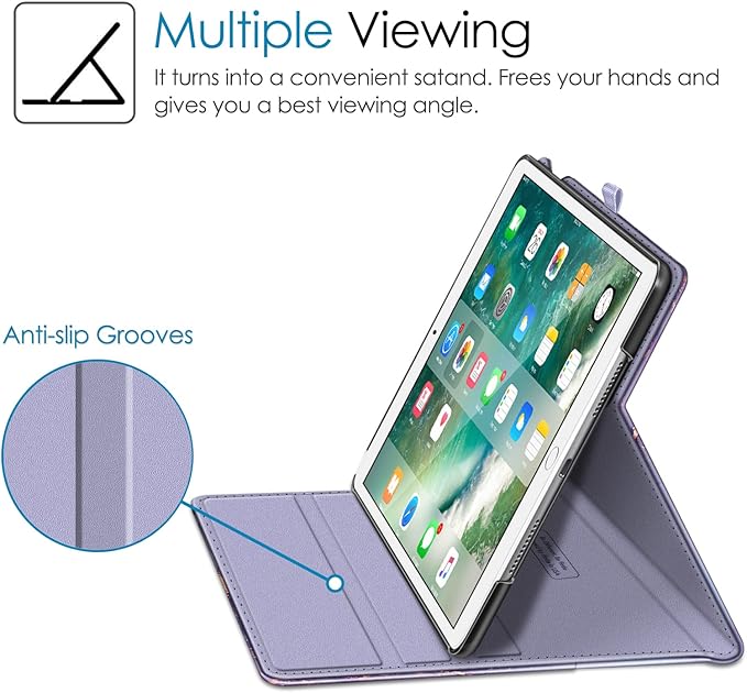 Fintie Case for iPad Air (3rd Gen) 10.5" 2019 / iPad Pro 10.5" 2017- [Sleek Shield] Premium PU Leather Slim Fit Multi Angle Stand Cover with Pocket, Pencil Holder, Auto Wake/Sleep, Lilac Marble