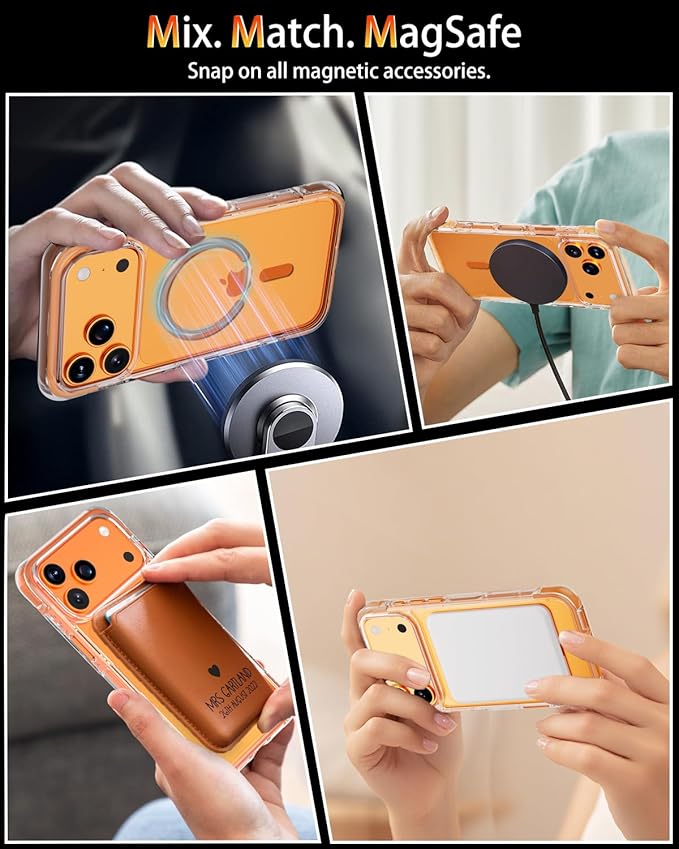 for iPhone 17 Pro Case with Tempered Glass & Lens Protectors, Compatible with MagSafe, Military-Grade 4-Corner Airbag Protection, Strong N52 Magnets, Anti-Yellowing Clear Case