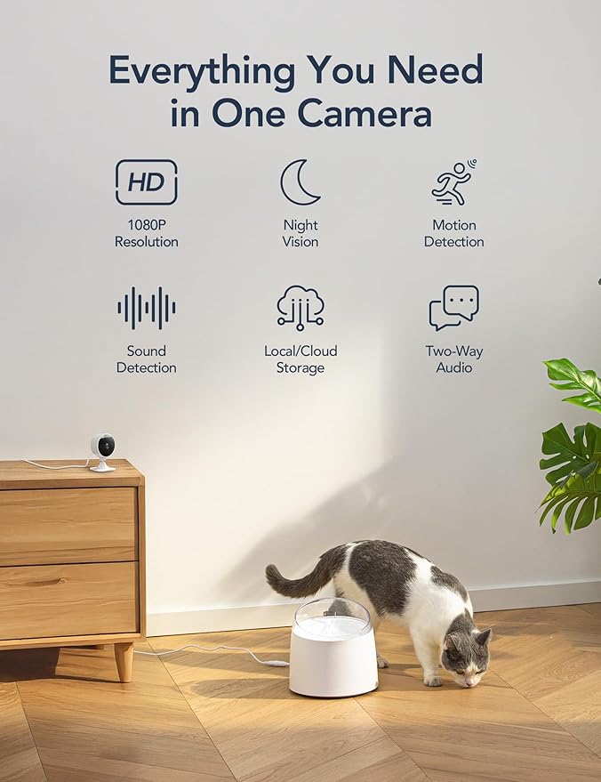 GNCC 2.4GHz Indoor Security Camera, 1080P Home Camera for Pet Monitoring, Motion Detection, Two-Way Audio, IR Night Vision, Easy Install, Cloud Storage Subscription Required, No 5GHz Support(2-Pack)