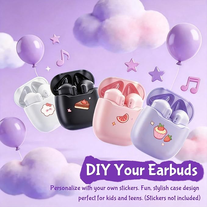 True Wireless Earbuds Purple Bluetooth 5.3 with Microphone for Working Out Noise Canceling Blue Tooth Ear Buds Deep Bass TWS Wireless Earphones with Charging Case in Ear Headphone for iPhone Android