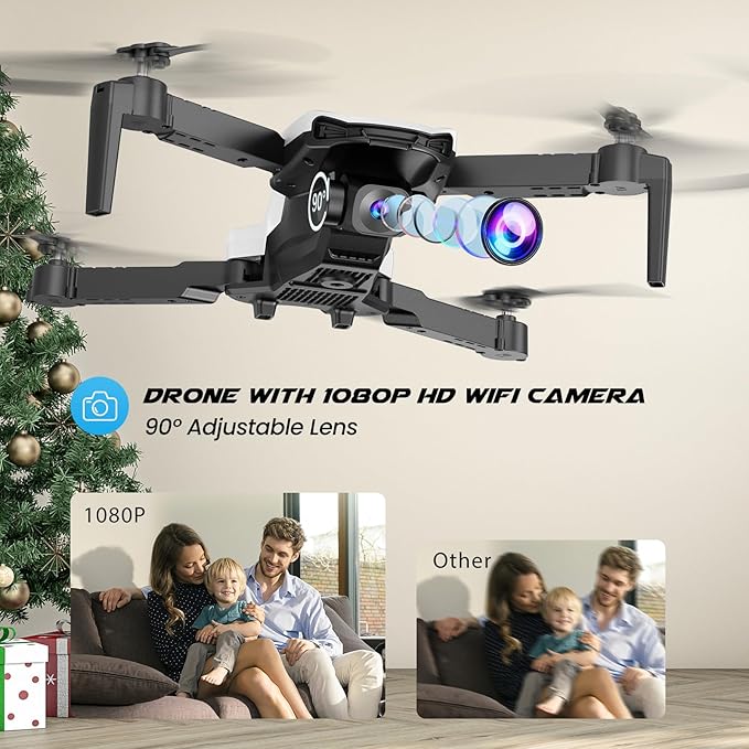 SIMREX Drone With Camera for Kids Beginner & Adults – Foldable RC Quadcopter with Altitude Hold, Optical Flow Positioning , Indoor Mini Drone with One Key Start, Headless Mode, 3D Flip, Gift for Boys & Girls & Teenagers
