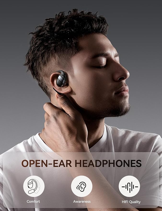 JOYROOM Open-Ear Wireless Earbuds Bluetooth 5.4 Headphones Sport IPX4 Waterproof Ear Buds for During Running/Workout Black