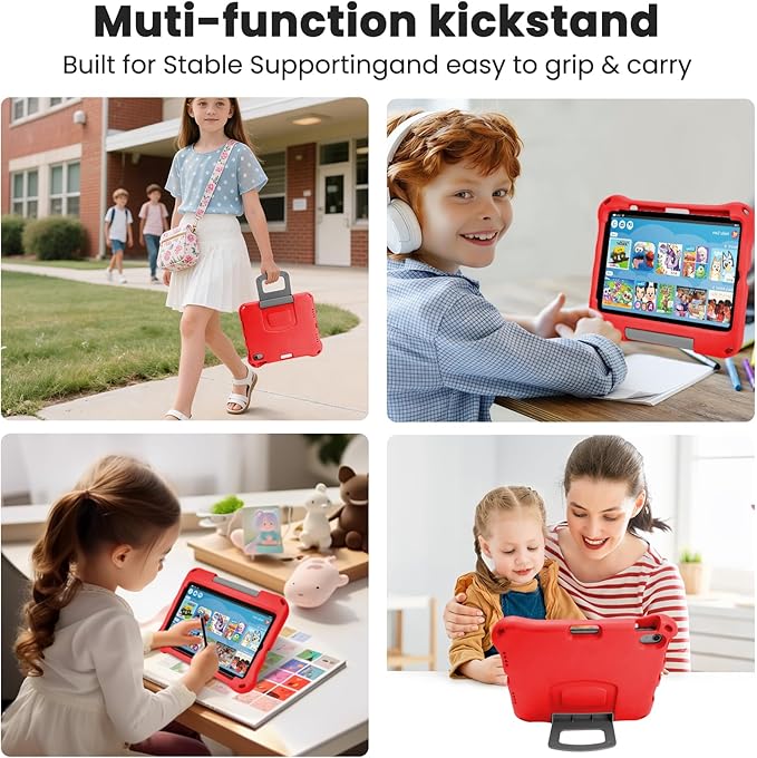 Kids Case for New iPad 11th Gen (A16) 11-inch 2025 & 10th Generation 10.9" 2022 & Air 11" 2025/2024 & Air 5th/4th Gen & Pro 11,Durable Shockproof Cover with Pencil Holder Handle Stand.Red