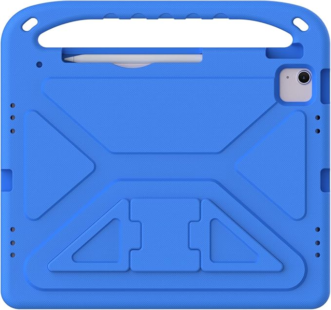 Kids Case for iPad Pro 13 inch (M5) 2025/ (M4) 2024, with Pencil Holder/Kickstand/Handle Stand Lightweight Cute Soft EVA Shockproof Silicone Anti-Slip Grip Rugged Girls Boys Cover, Blue