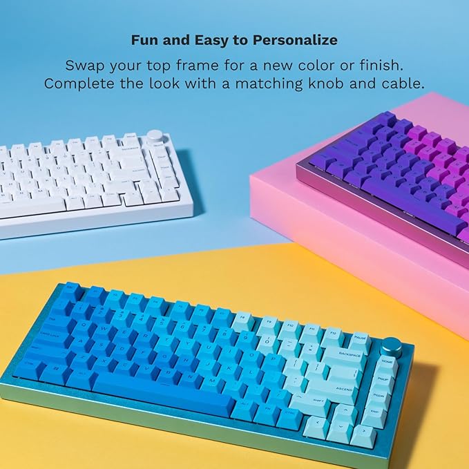 GLORIOUS Gaming GMMK PRO 75% - Modular Mechanical Gaming Keyboard, TKL Size, 1.5kg Frame, Fox Switches, Fully Customizable, Coiled Cable, Wrist Rest, White PBT Keycaps, RGB, QWERTY - Black