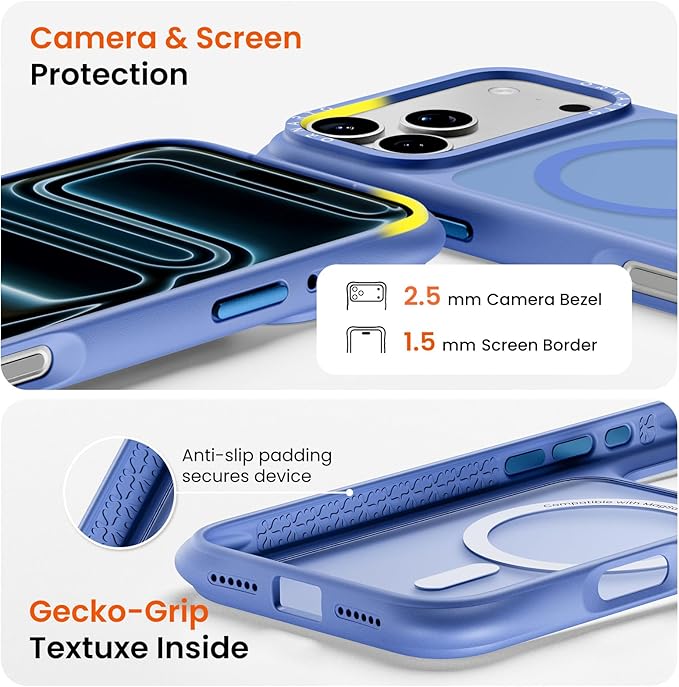 ORNARTO Magnetic for iPhone 17 Pro Max Case, 20FT Military-Grade Drop Protection, Compatible with MagSafe, Slim Shockproof Translucent Matte Phone Case for iPhone 17 Pro Max 6.9", Sea Blue