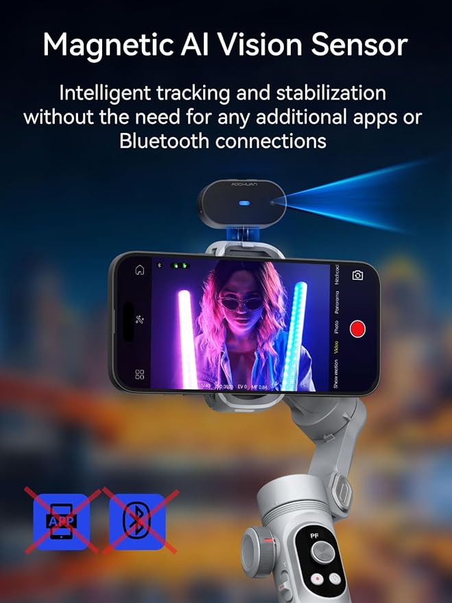 AOCHUAN 3-Axis Gimbal Stabilizer for Smartphone Smart AI X Pro Grey & T20 Complete Tripod