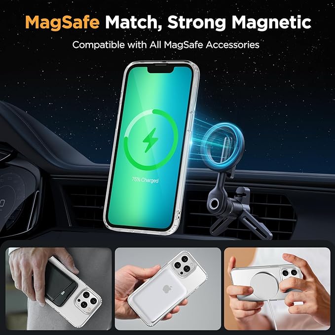 Miracase Magnetic for iPhone 13 Pro Max Case 6.7 inch (Compatible with MagSafe)（with 2X Screen Protectors） Military-Grade Protection, Anti-Fingerprint Translucent Matte Phone Case Cover, Clear