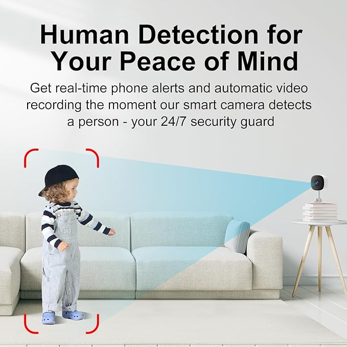 EVERSECU 2K Magnetic Security Camera for Home, Night Vision, Compact Pet Camera with Phone App, Motion Detection, 2-Way Audio, 2.4ghz WiFi Baby Monitor, Work with Alexa, Supports RTSP&ONVIF(4pack)