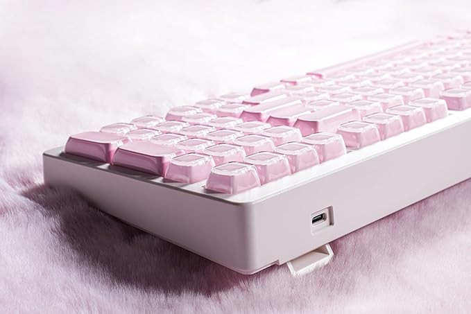 ZORNHER ZH980 Cat Mechanical Keyboard,95% Pink & White Gaming Keyboard with Number Pad,Creamy Keyboard,Cute Jelly Clear Ceramic Jade Keycaps,Girly Aesthetics Kitty Keyboard,Creamy Sounding Switches